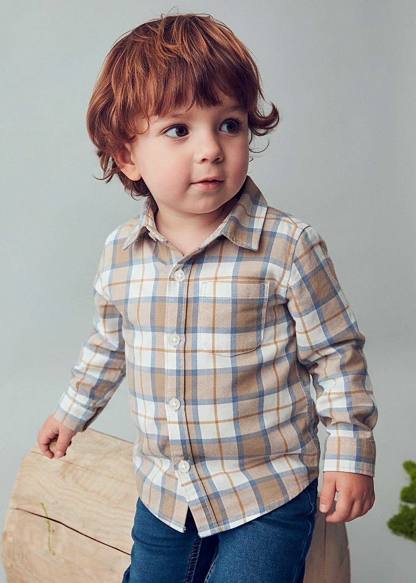 Conjunto Camisa Cuadros Pantalón Mostaza