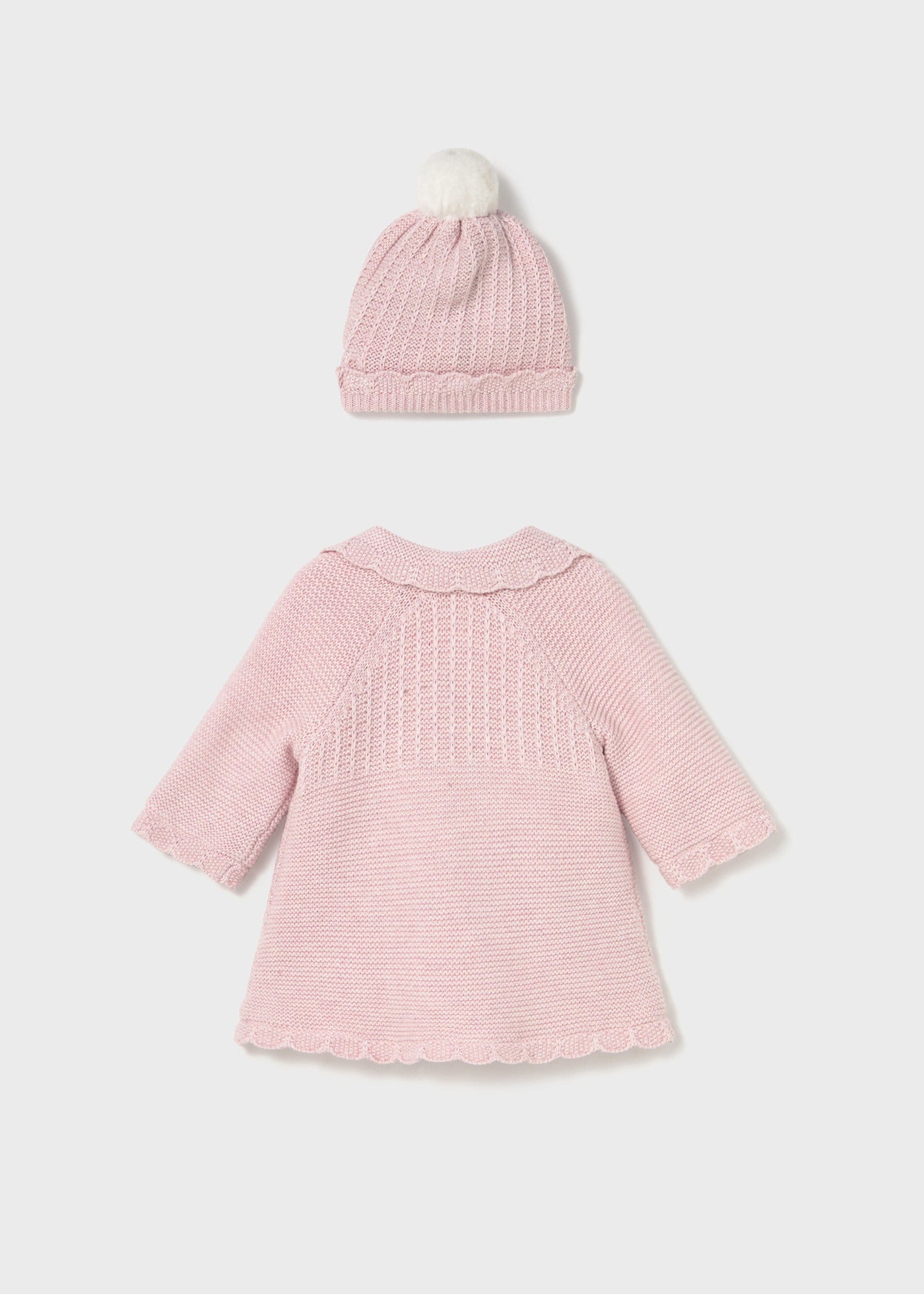 Abrigo Tejido Rosa con Gorro