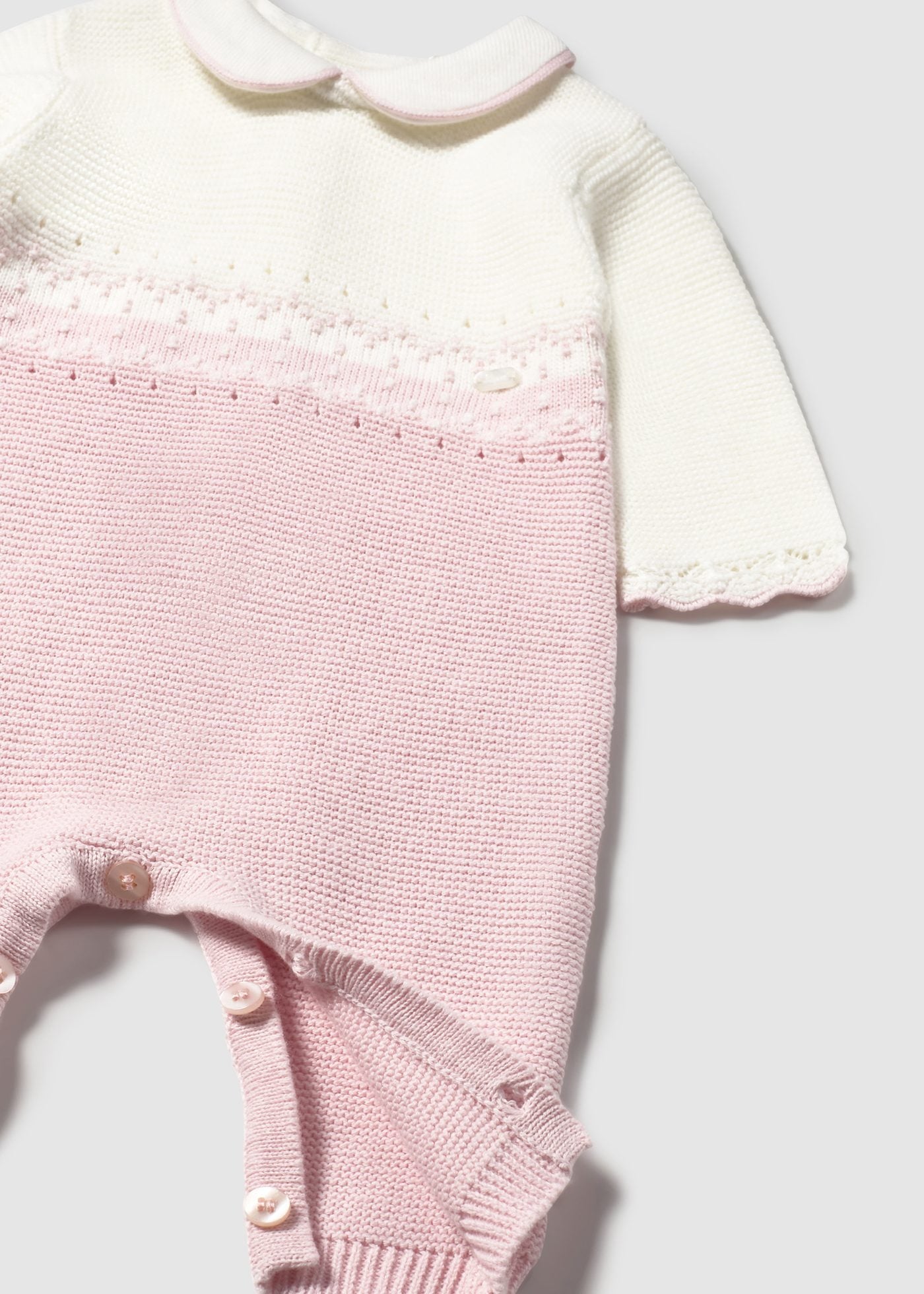 Mameluco Tejido Blanco y Rosa
