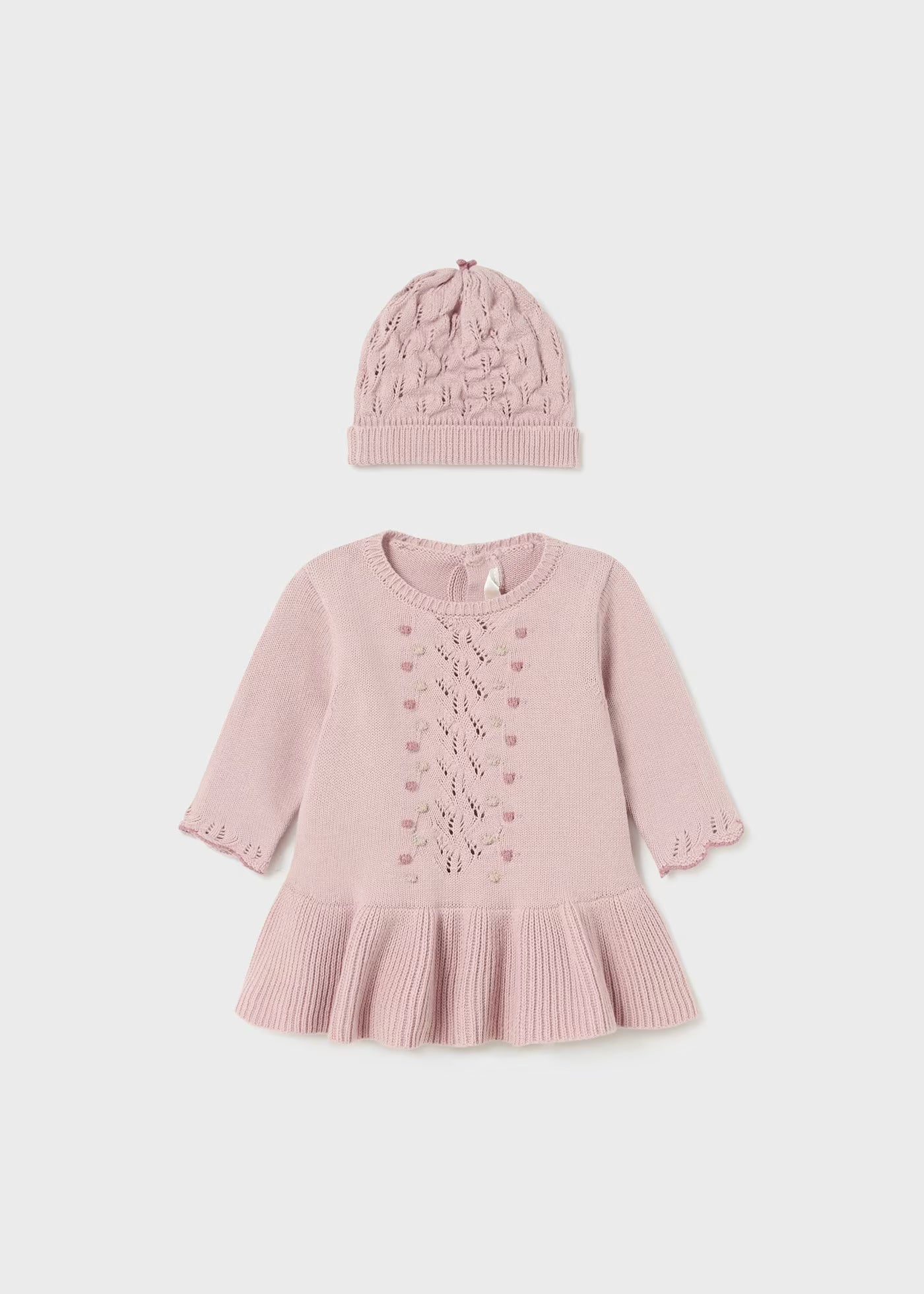 Vestido Tejido Rosa con Gorrito