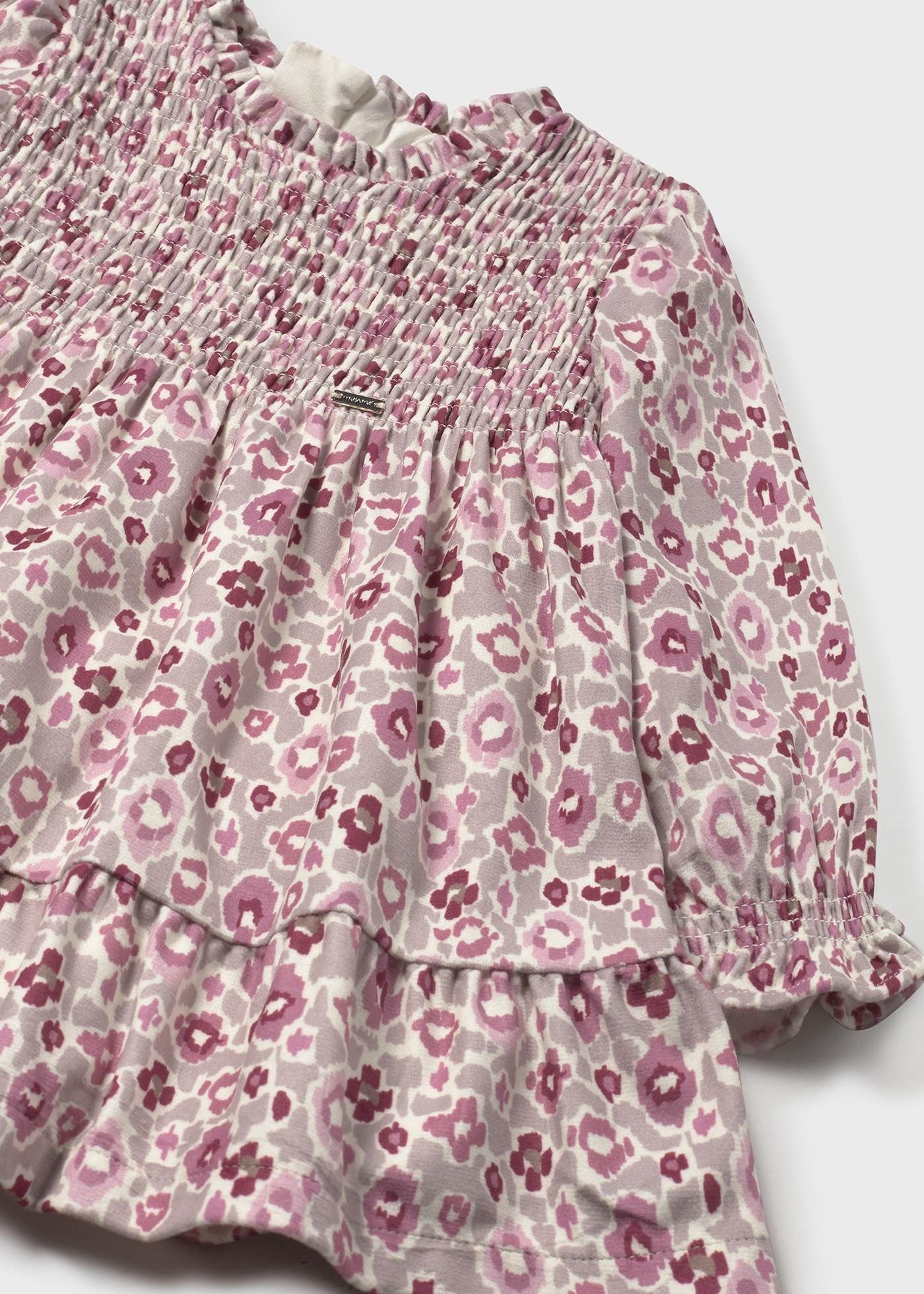 Vestido Terciopelo Estampado Rosa