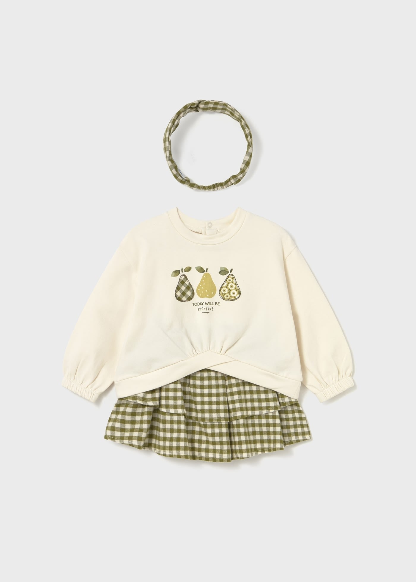 Conjunto Sudadera Falda Cuadros con Bandita