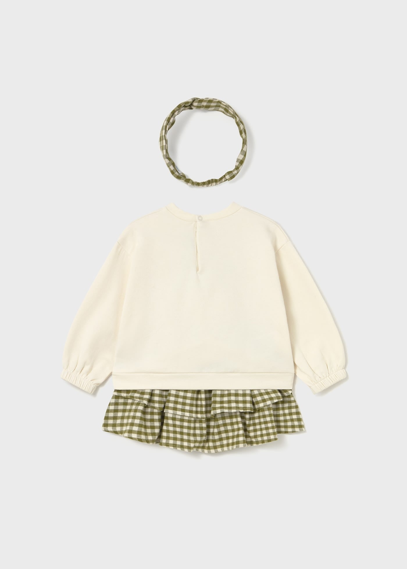 Conjunto Sudadera Falda Cuadros con Bandita