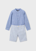 Cargar imagen en el visor de la galería, Conjunto Camisa Azul Short Rayas
