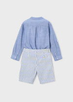 Cargar imagen en el visor de la galería, Conjunto Camisa Azul Short Rayas
