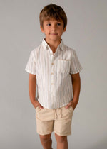 Cargar imagen en el visor de la galería, Conjunto Camisa Rayas Short Beige
