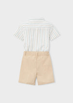 Cargar imagen en el visor de la galería, Conjunto Camisa Rayas Short Beige

