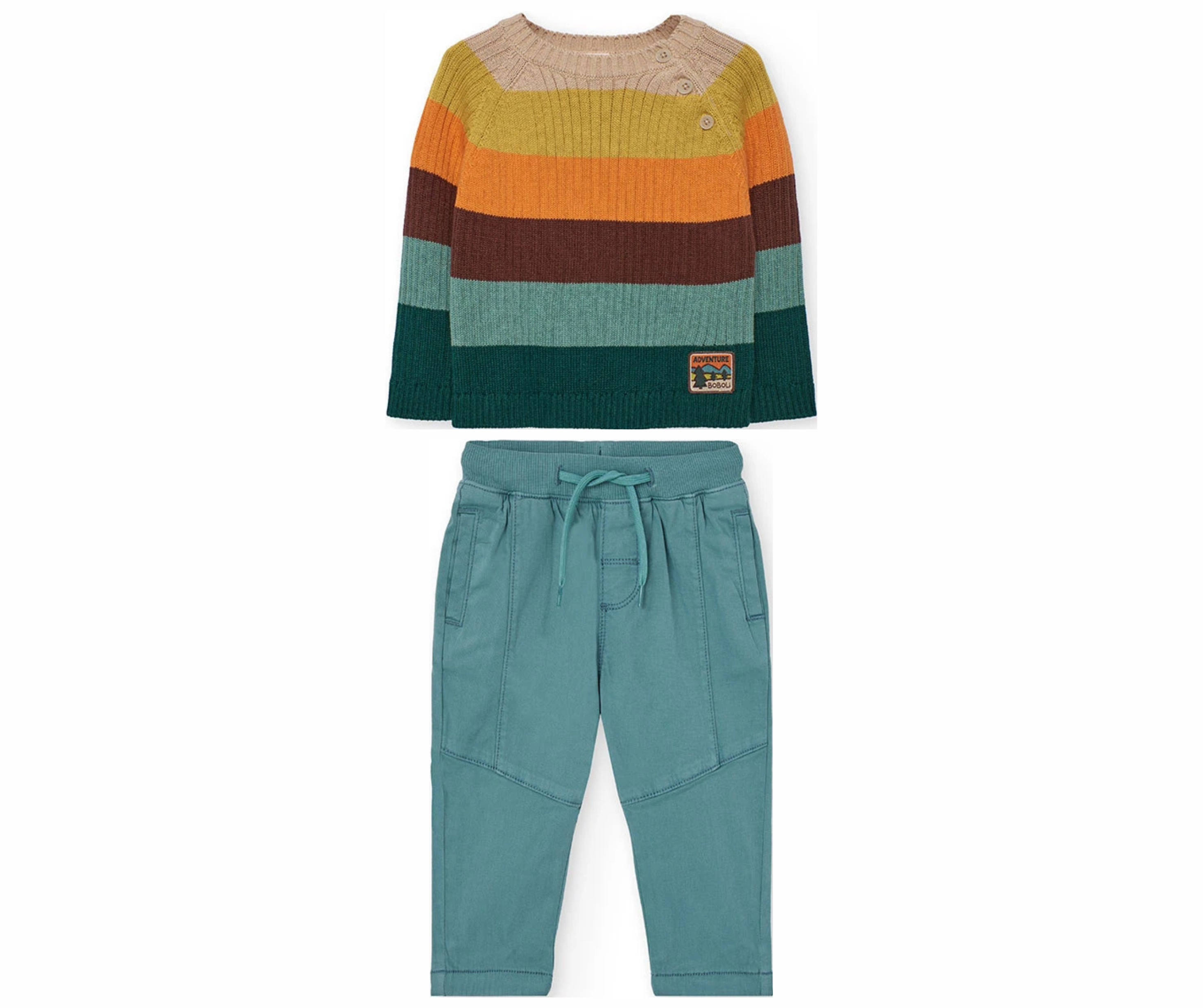 Conjunto Suéter Rayas Pantalón Verde