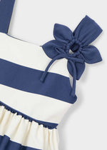 Cargar imagen en el visor de la galería, Vestido Flor Rayas Azul
