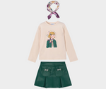 Cargar imagen en el visor de la galería, Conjunto Camiseta con Pañuelo Falda Verde
