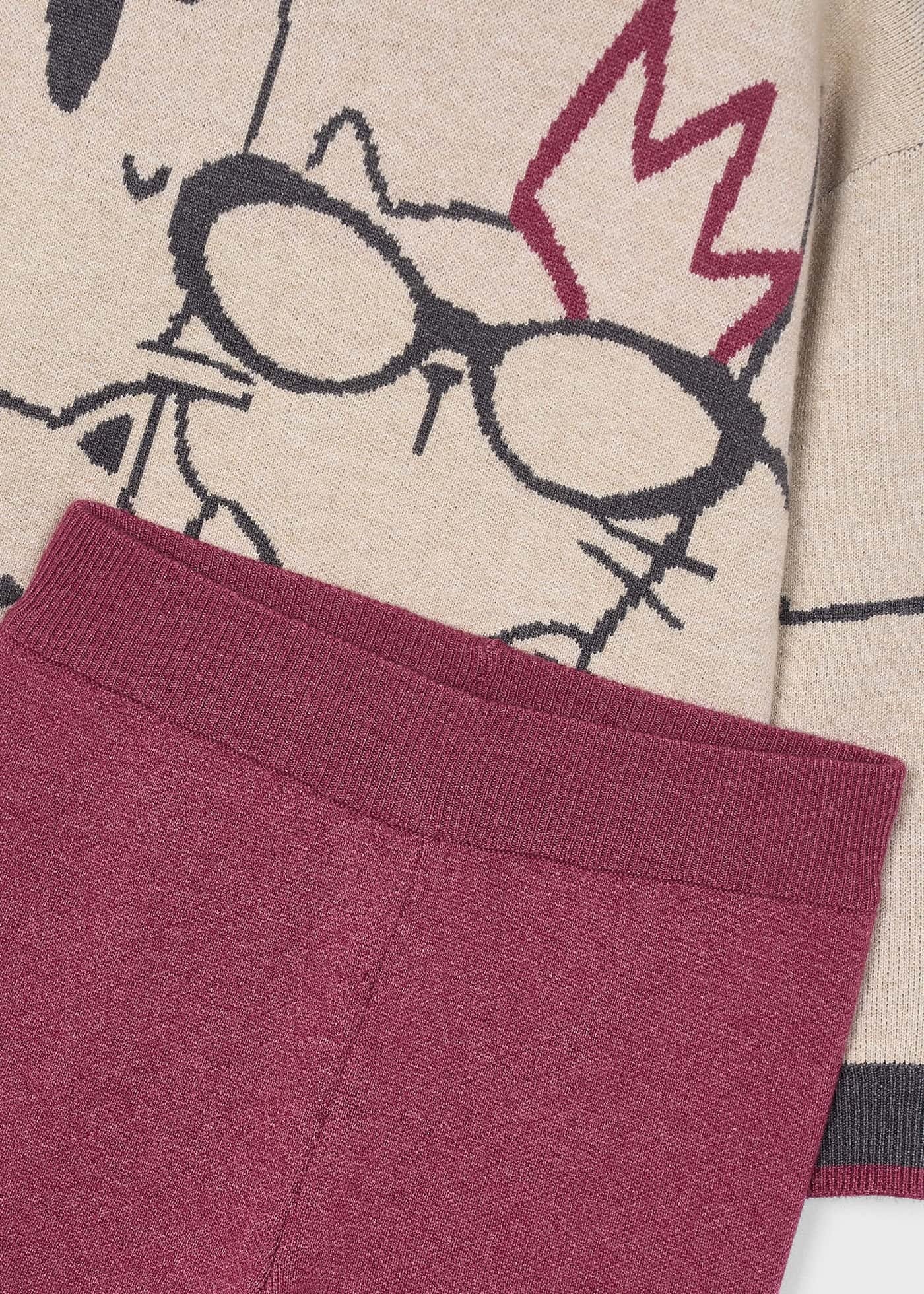 Conjunto Suéter Gatitos Pantalón Tejido