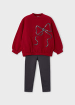 Cargar imagen en el visor de la galería, Conjunto Sudadera Roja Moño Leggings
