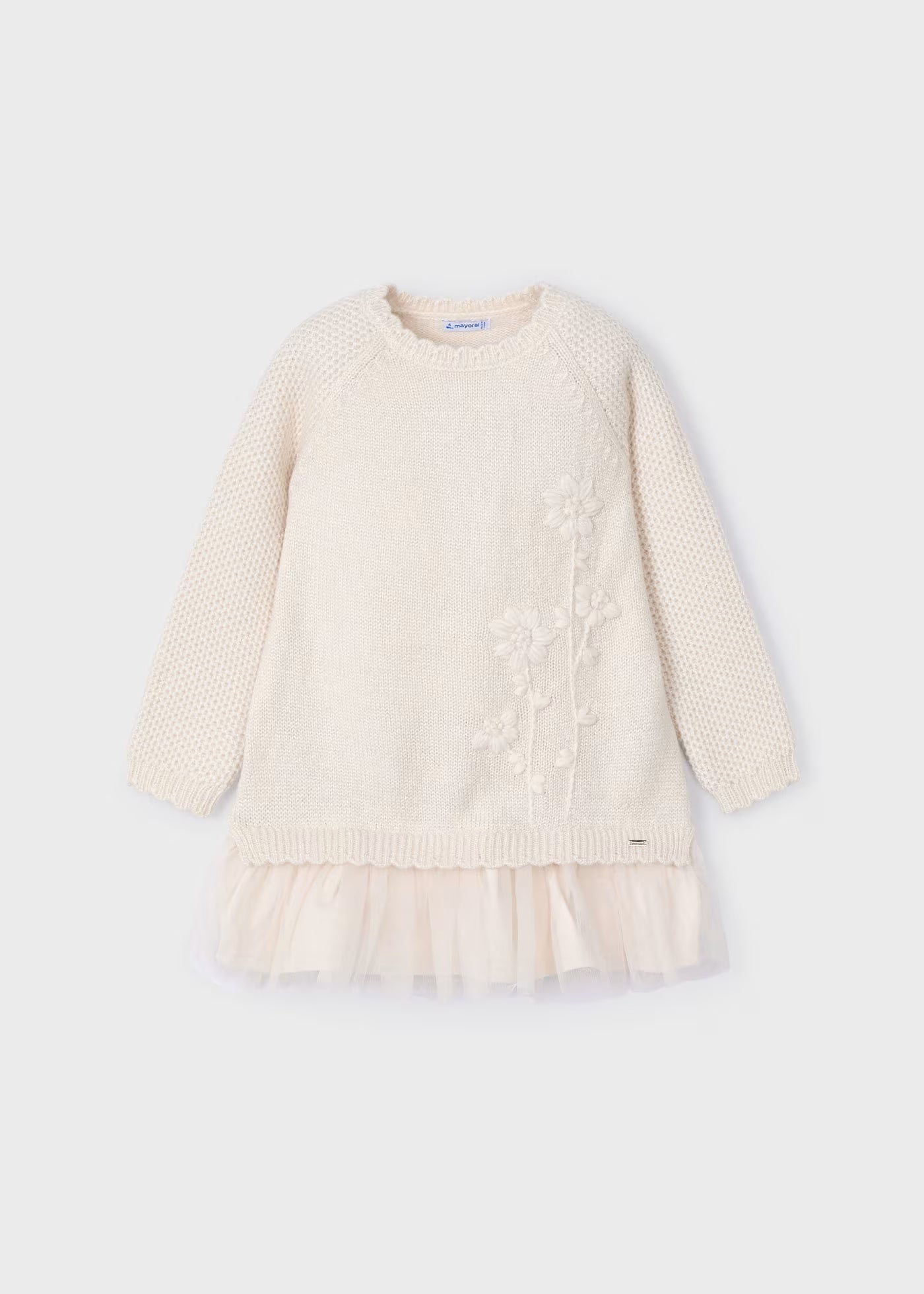 Vestido Tejido Beige Flores