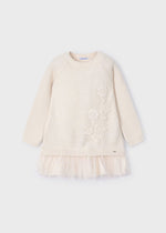 Cargar imagen en el visor de la galería, Vestido Tejido Beige Flores
