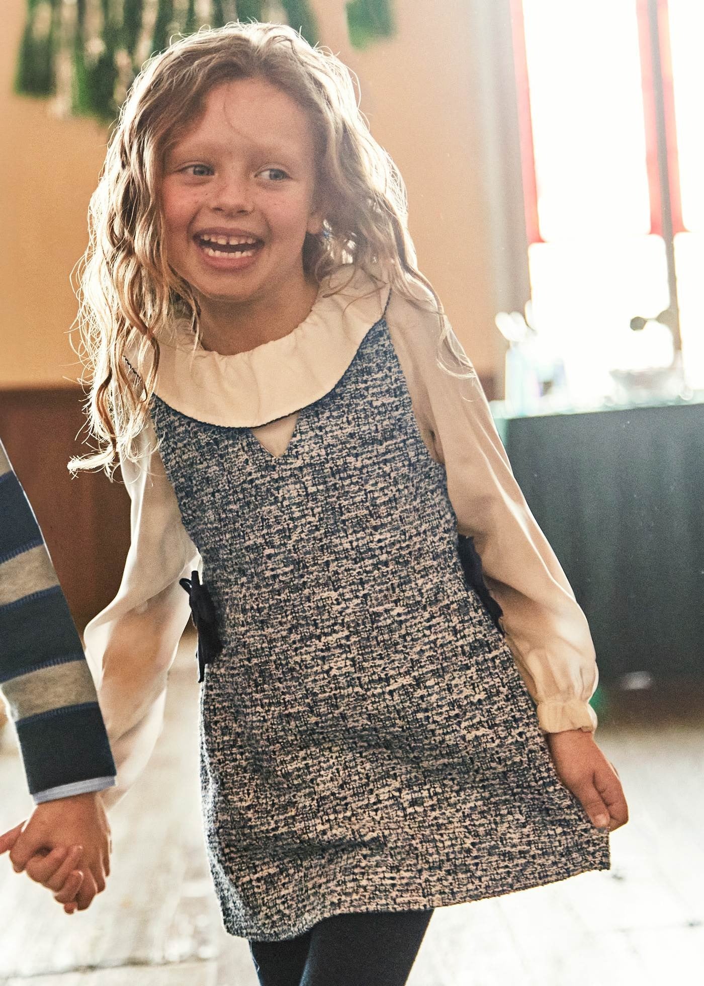 Vestido Tweed Azul Moños