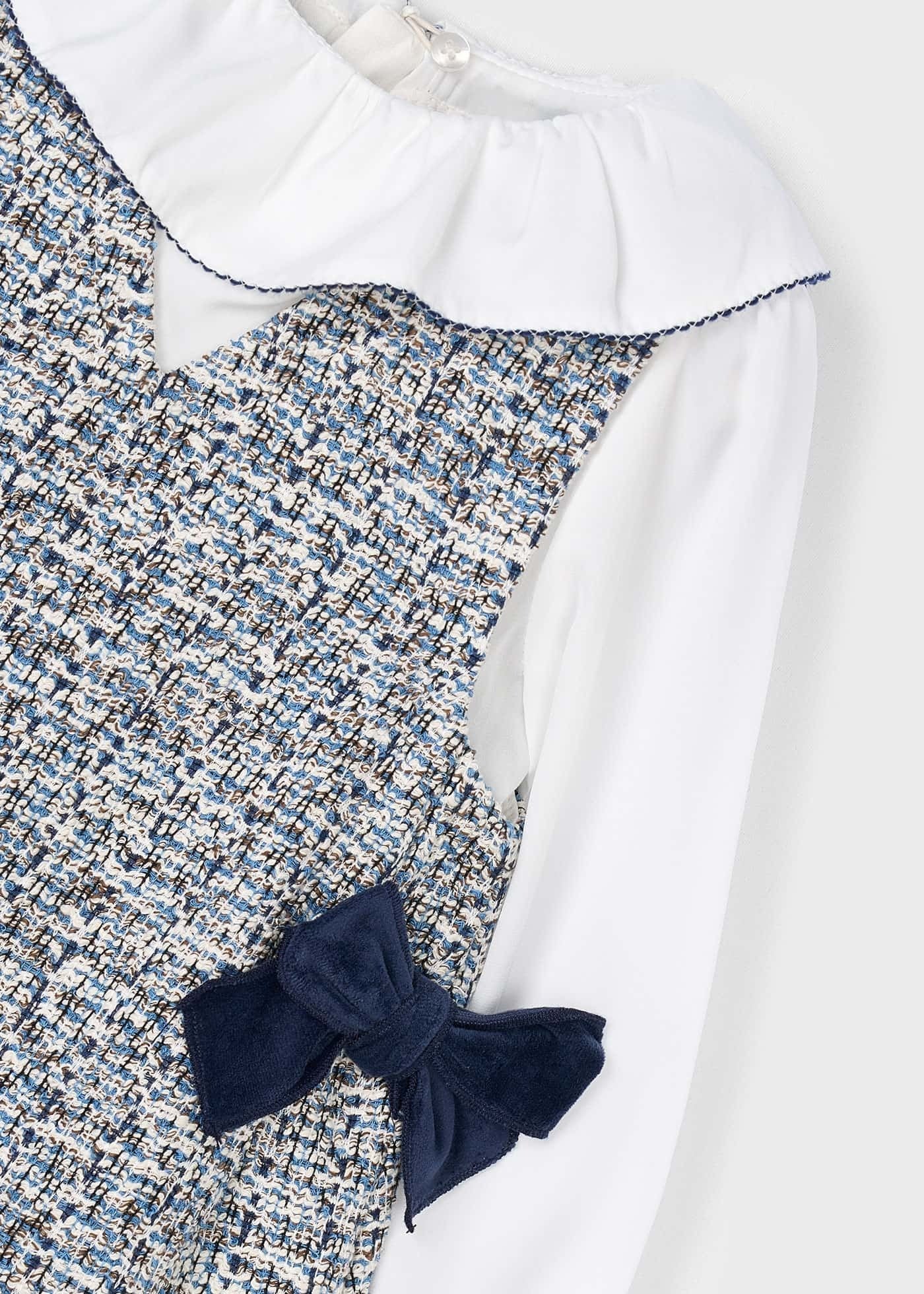 Vestido Tweed Azul Moños