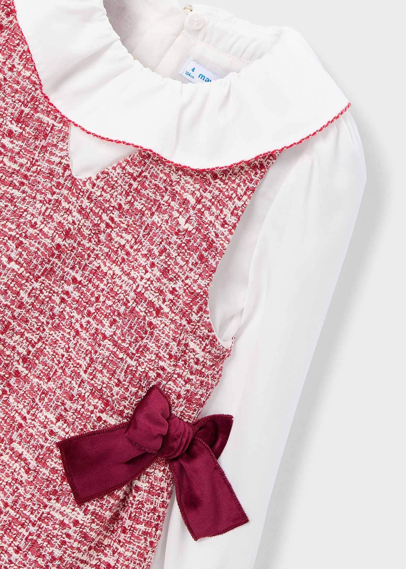 Vestido Tweed Rojo Moños