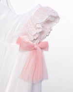 Cargar imagen en el visor de la galería, Vestido Blanco Moño Rosa
