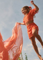Cargar imagen en el visor de la galería, Conjunto Blusa y Short Guipur Naranja
