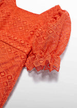 Cargar imagen en el visor de la galería, Conjunto Blusa y Short Guipur Naranja
