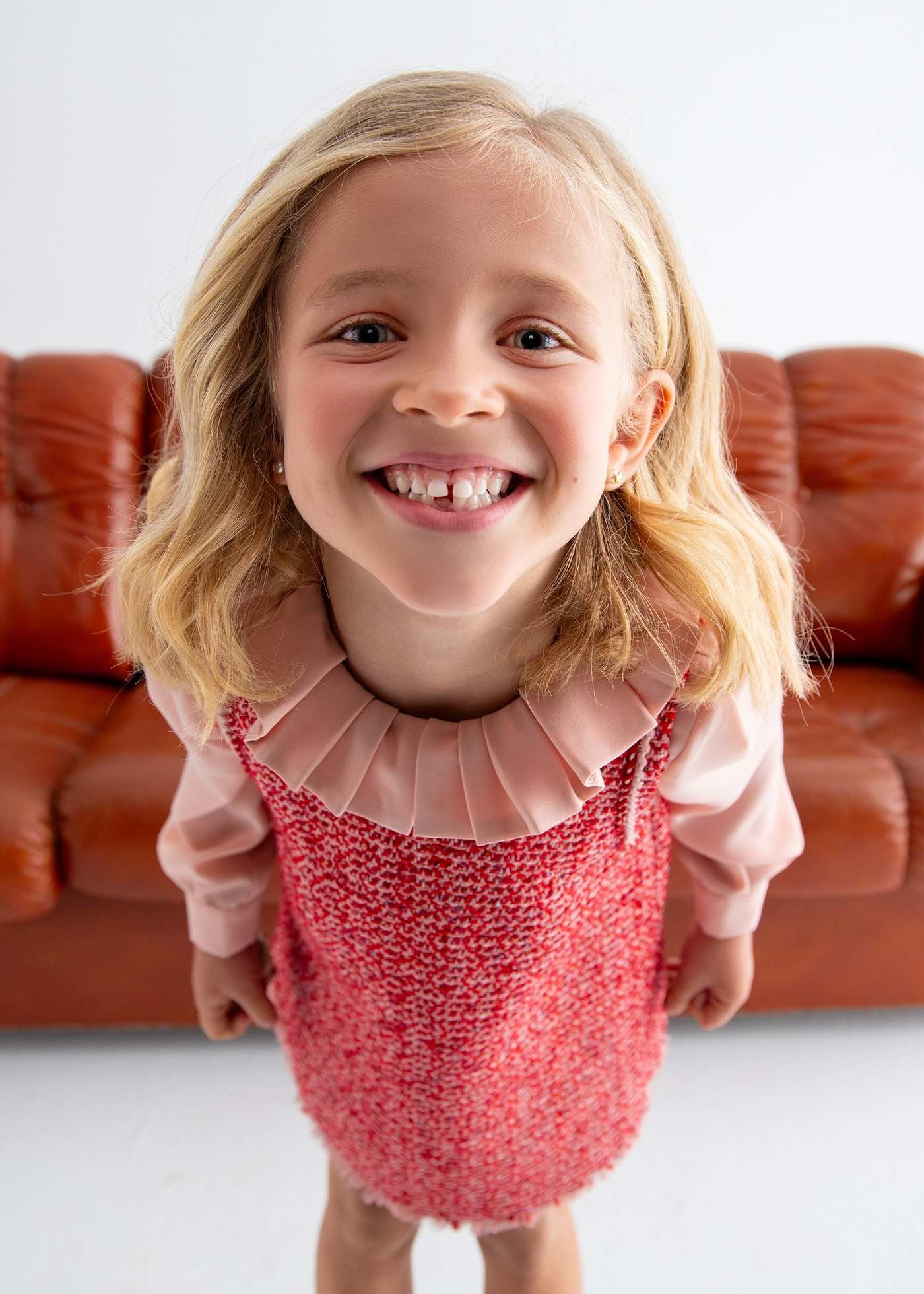 Vestido Tweed Cuello Volante