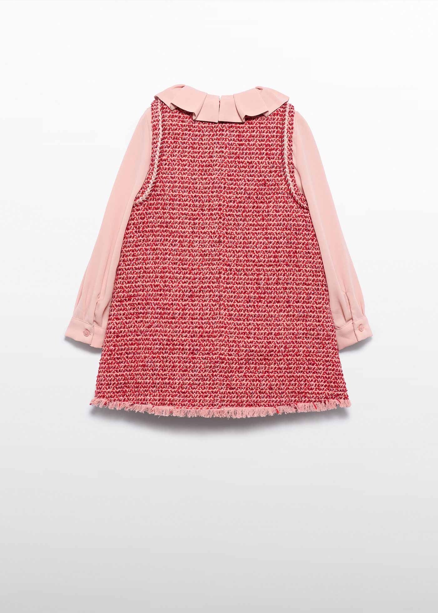 Vestido Tweed Cuello Volante