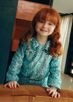 Cargar imagen en el visor de la galería, Conjunto Blusa y Falda Lentejuela Azul
