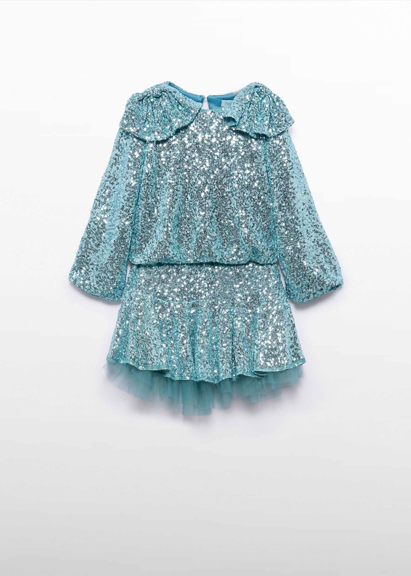 Conjunto Blusa y Falda Lentejuela Azul