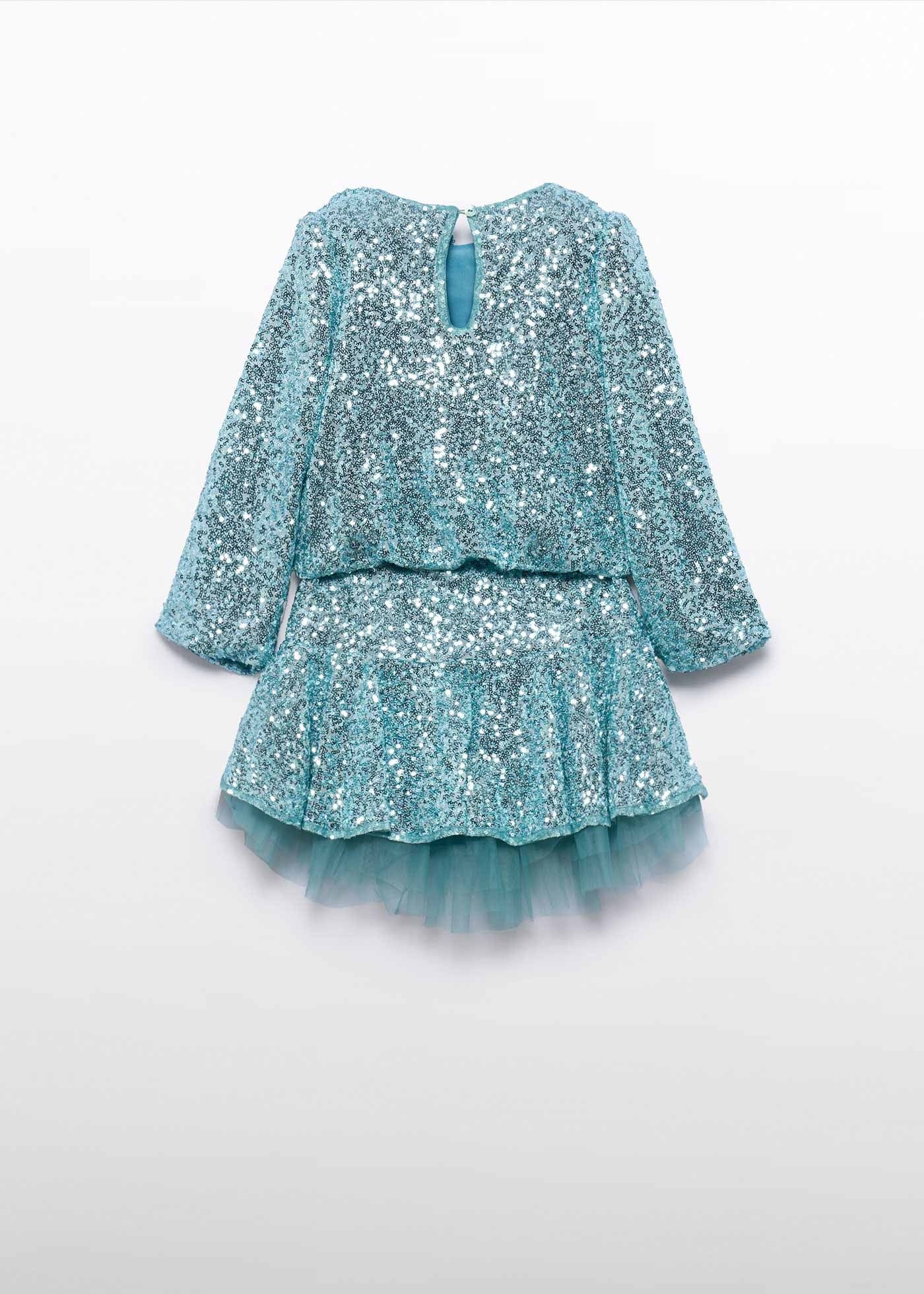 Conjunto Blusa y Falda Lentejuela Azul