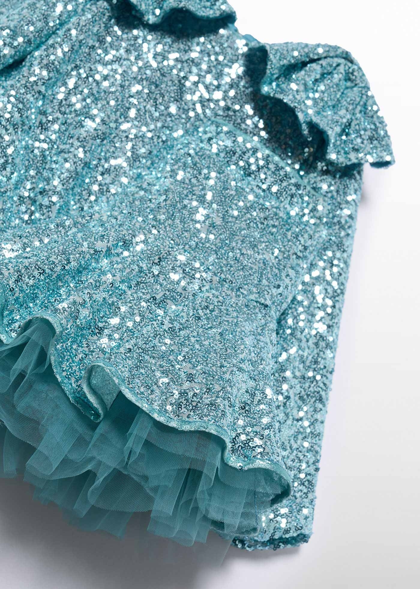 Conjunto Blusa y Falda Lentejuela Azul