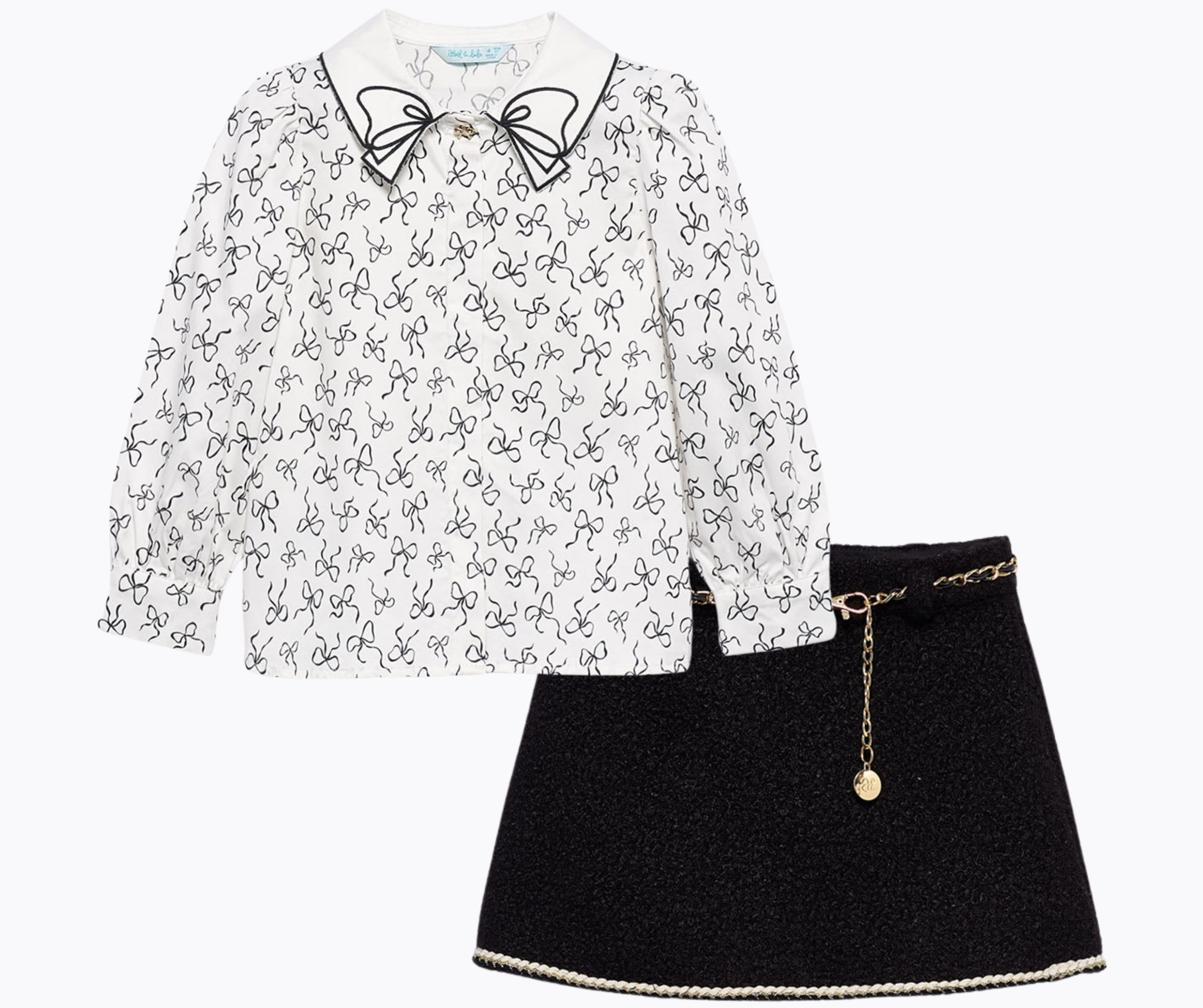 Conjunto Camisa Moños Falda Negra