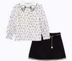 Cargar imagen en el visor de la galería, Conjunto Camisa Moños Falda Negra
