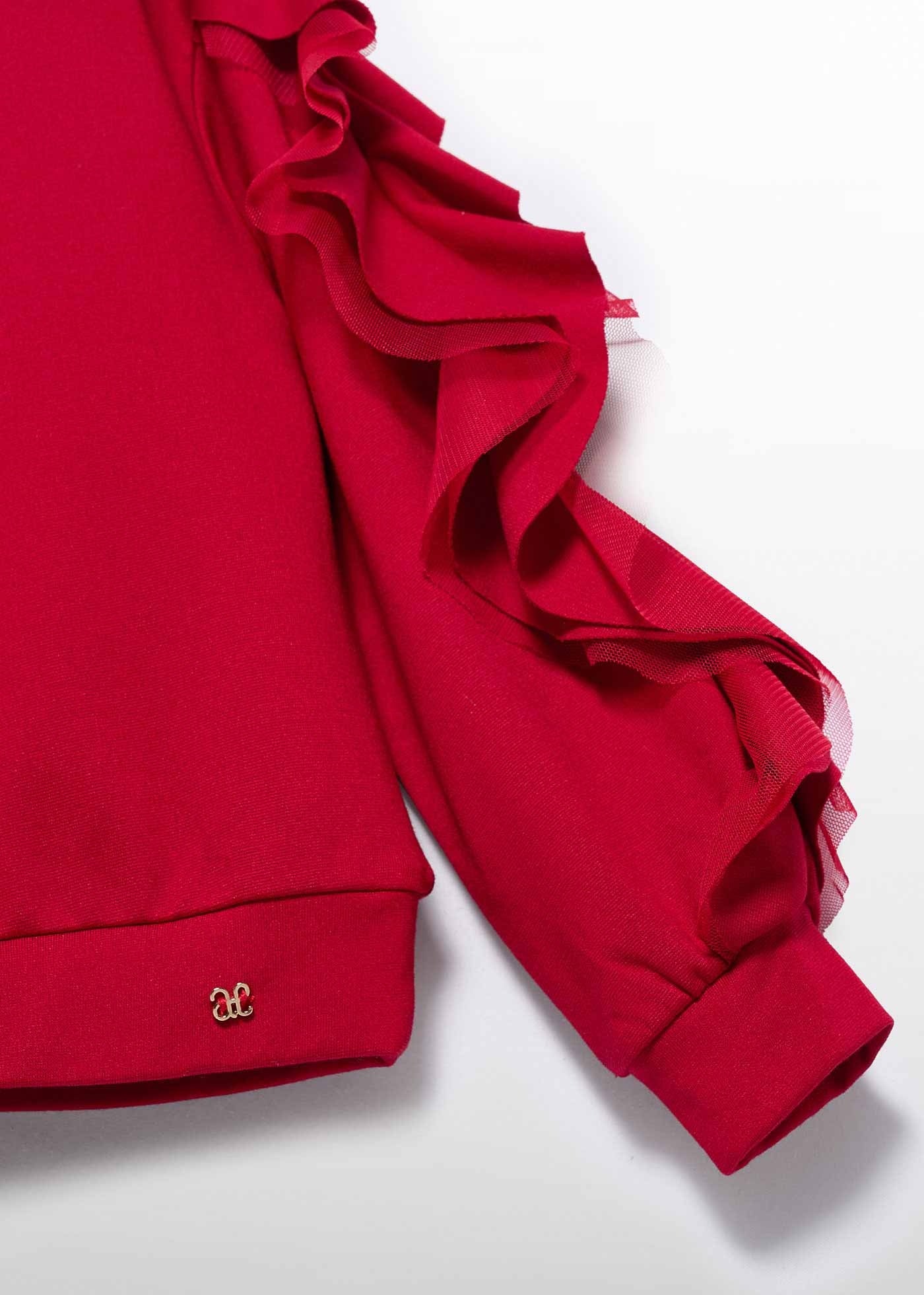 Conjunto Sudadera Roja Falda Plisada