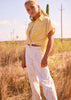 Conjunto Chaleco Almendra Pantalón Crudo
