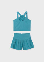 Cargar imagen en el visor de la galería, Conjunto Blusa Flor y Short Jade
