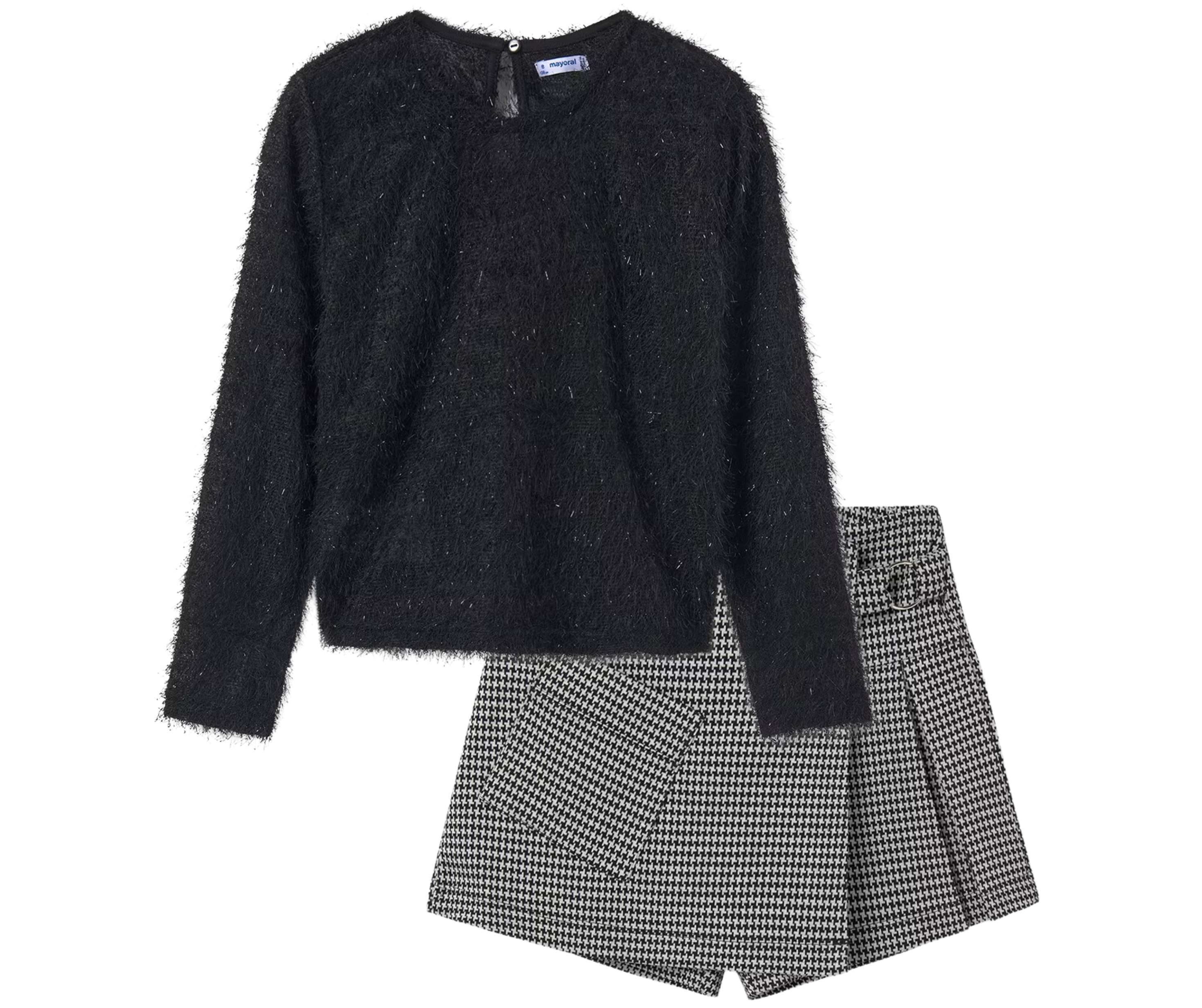 Conjunto Suéter Negro Falda Estampada