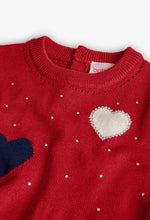 Cargar imagen en el visor de la galería, Vestido Tejido Rojo Corazones
