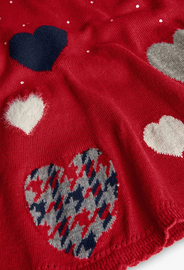 Vestido Tejido Rojo Corazones