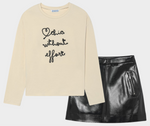 Cargar imagen en el visor de la galería, Conjunto Camiseta Mascada Falda Negra Charol
