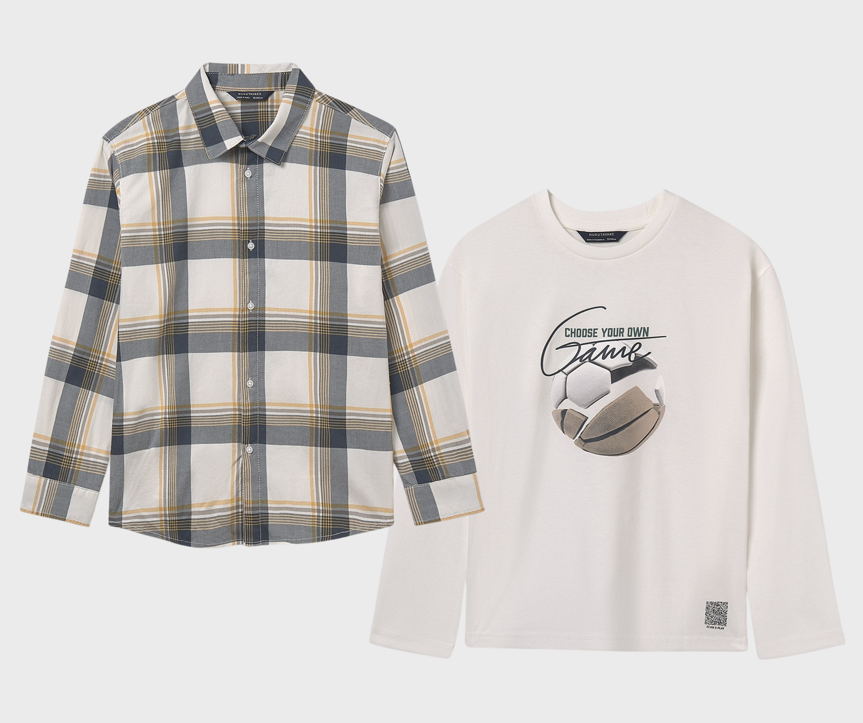 Conjunto Camisa Cuadros y Camiseta