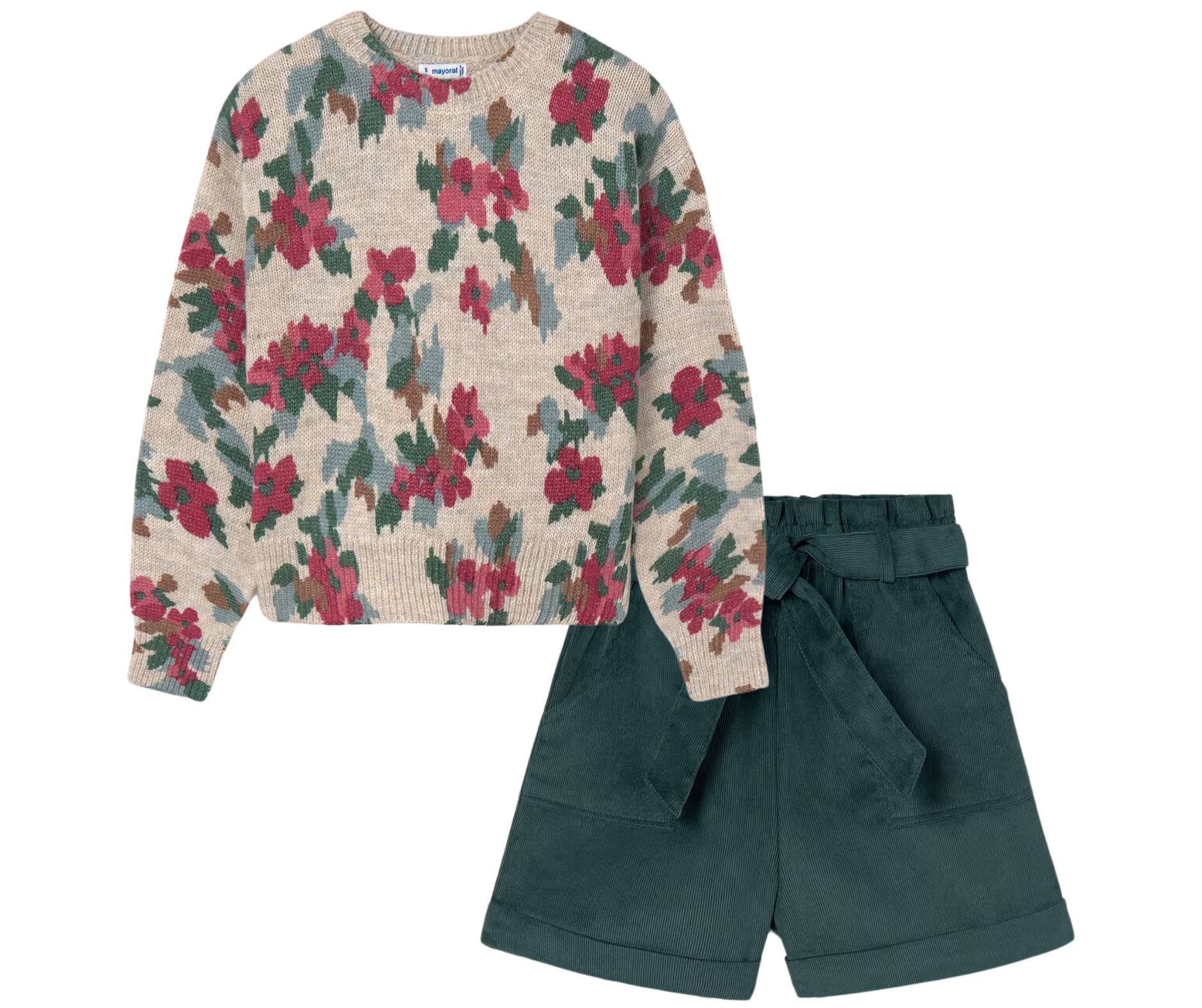 Conjunto Suéter Flores Short Pana