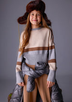 Cargar imagen en el visor de la galería, Conjunto Suéter Rayas Pantalón Camel
