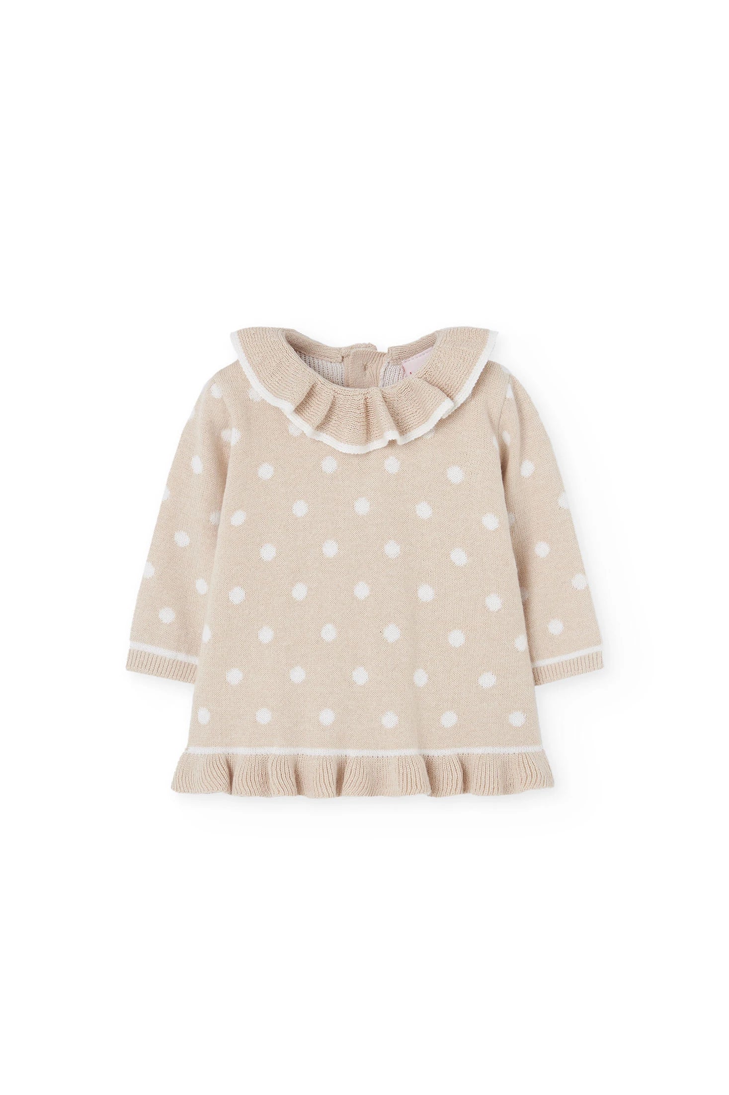 Vestido Tejido Beige Lunares