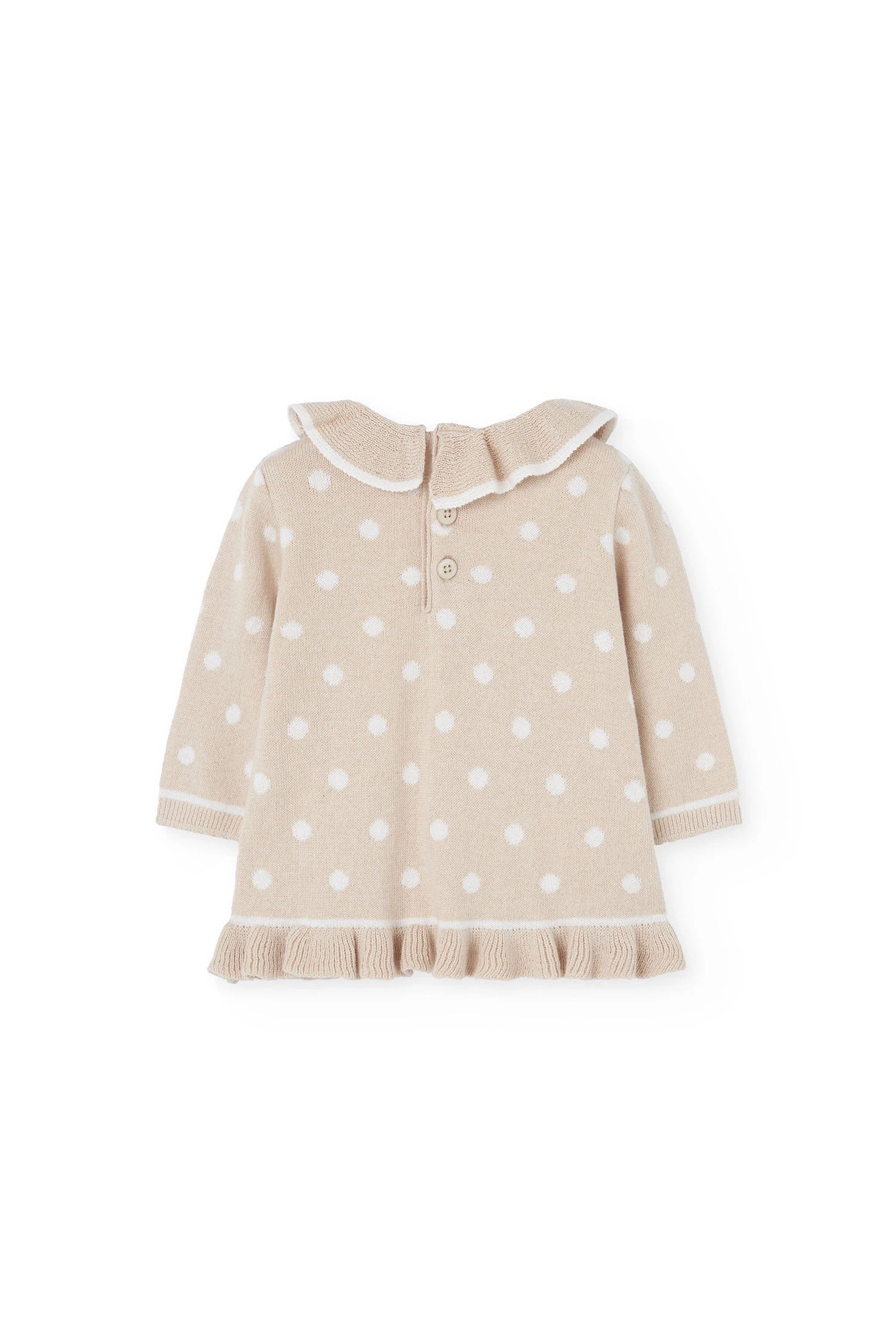 Vestido Tejido Beige Lunares