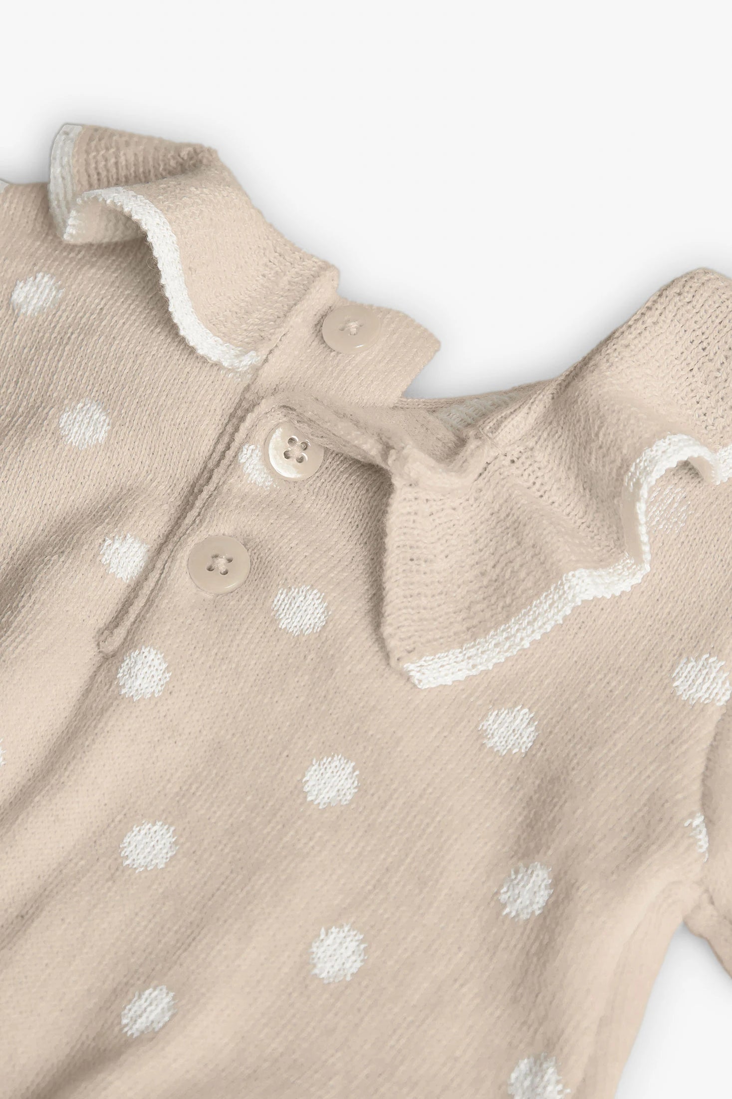 Vestido Tejido Beige Lunares