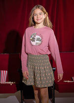 Cargar imagen en el visor de la galería, Conjunto Sudadera Rosa Falda Verde
