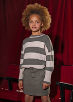 Cargar imagen en el visor de la galería, Conjunto Suéter Rayas Falda Verde
