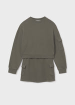 Cargar imagen en el visor de la galería, Conjunto Sudadera Falda Verde
