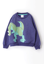 Cargar imagen en el visor de la galería, Sudadera Azul Dinosaurio
