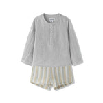 Cargar imagen en el visor de la galería, Conjunto Camisa Gris Short Rayas
